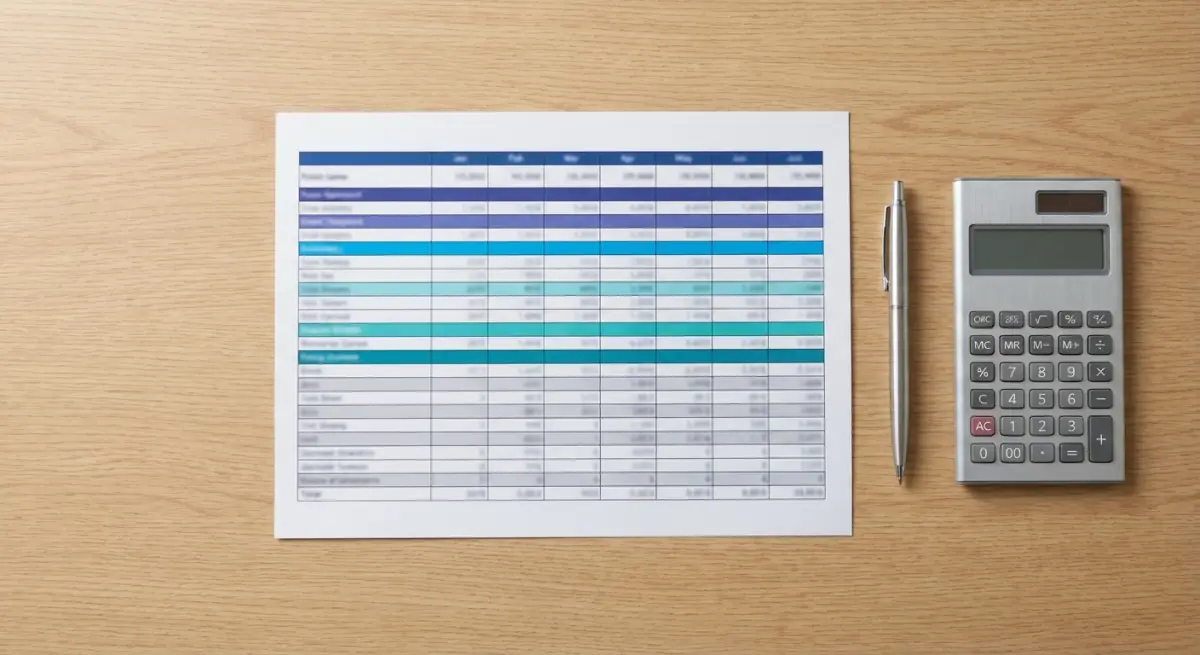 A simple spreadsheet is all you need - sort by annual value, calculate cumulative percent, and assign classes. A printed spreadsheet on a desk showing ABC inventory analysis with columns for SKU, annual demand, unit cost, annual value, cumulative percent, and A/B/C class, color-coded by tier.