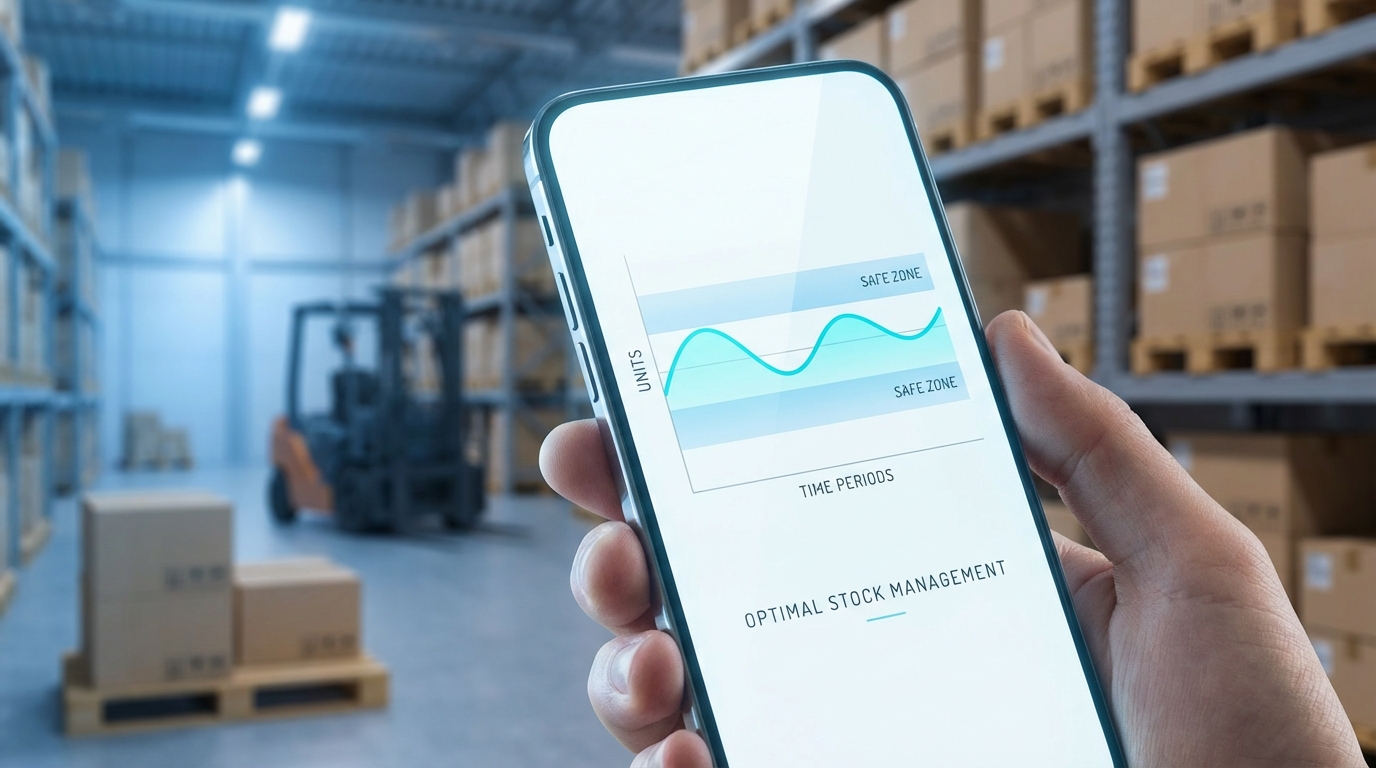 Mobile device displaying real-time inventory levels