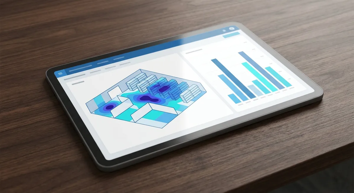 Warehouse dashboard showing heatmaps and variance patterns